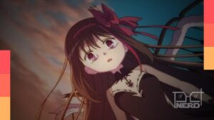 Cartaz do filme Puella Magi Madoka Magica the Movie: Walpurgisnacht Rising com anúncio de exibição em IMAX no Japão