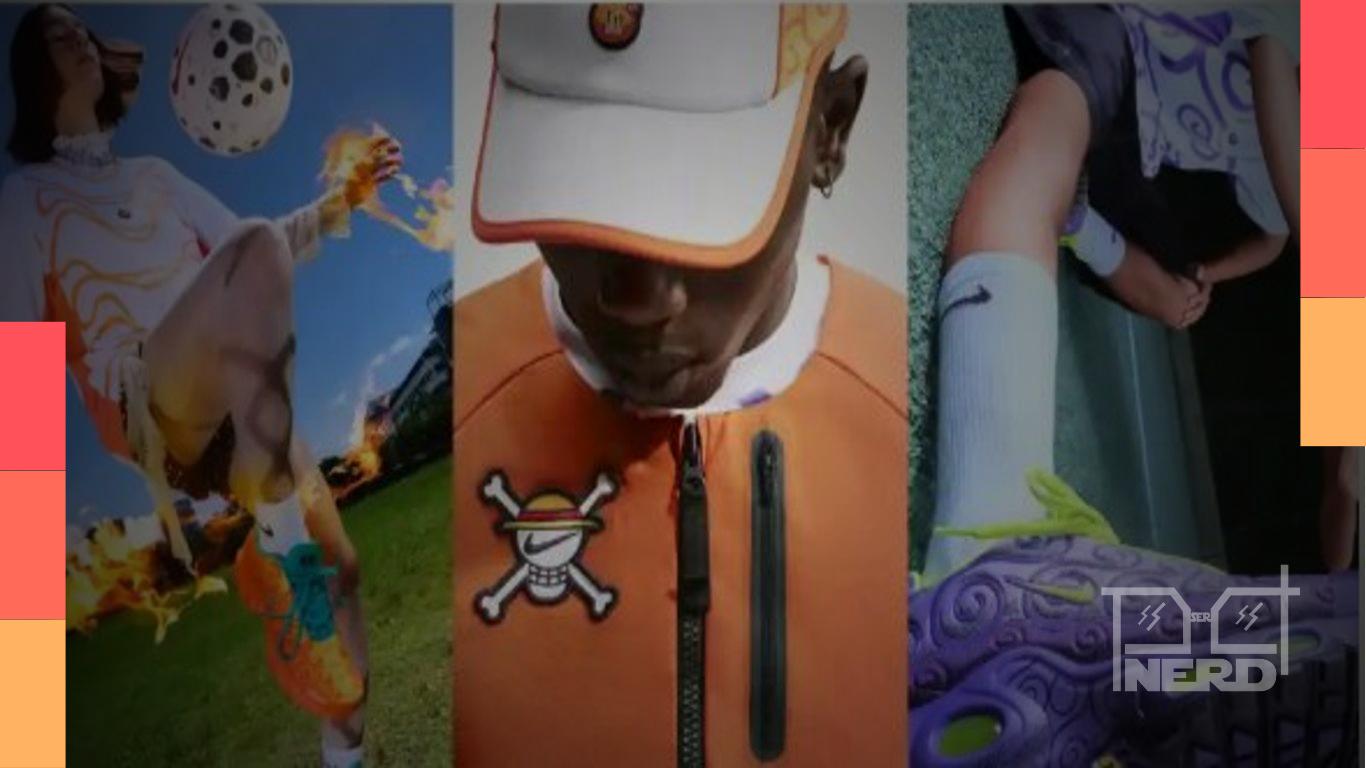 Detalhes de um tênis Air Max Plus com inspiração em One Piece e Akuma no Mi