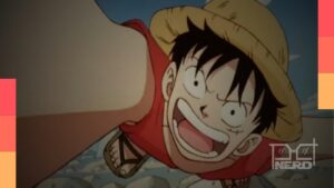 Cartaz divulgado pela Paris Filmes para One Piece O Filme, com destaque para Luffy e a data de estreia