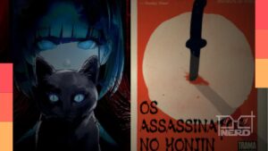 Capa e atmosfera do mistério japonês Os assassinatos no honjin, com referência a quarto trancado e neve, tema do clássico
