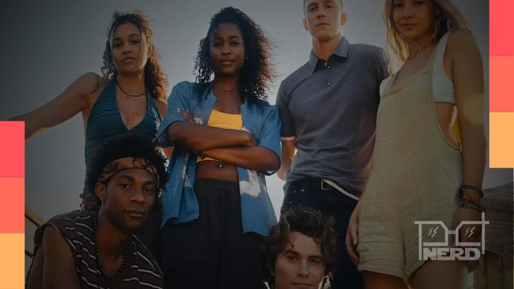 Cena de Outer Banks com John B, Sarah, Kiara, Pope, Cleo e Rafe no final da série