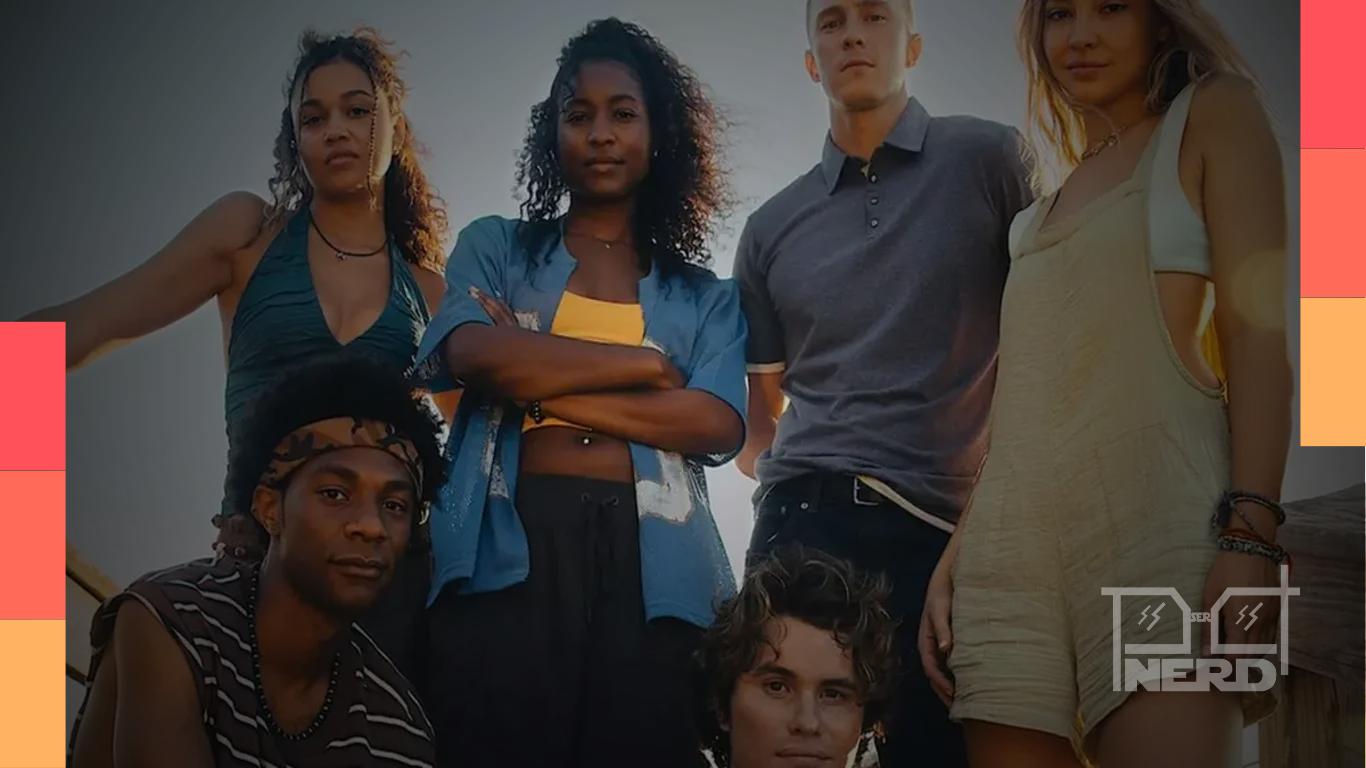 Cena de Outer Banks com John B, Sarah, Kiara, Pope, Cleo e Rafe no final da série