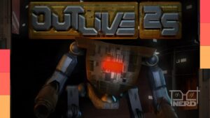 Ilustração temática do jogo Outlive 25 com destaque para o roadmap de atualizações: Steam Workshop, Steam Cloud e multiplayer reformulado