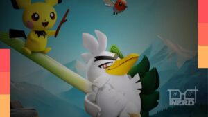 Cena de Pokémon Tales em stop-motion com Sirfetch’d e Pichu mostrando uma batalha ao estilo Aardman