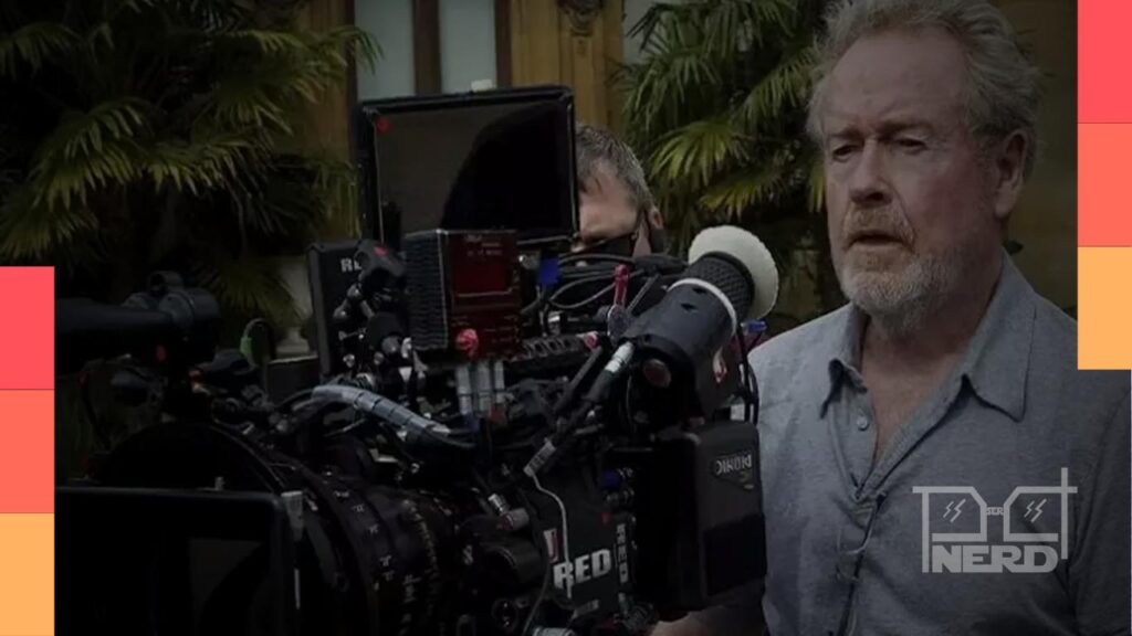 Ridley Scott em entrevista dizendo “Não sou um cineasta, sou um influencer” e divulgação de Ponto Sem Retorno com estreia em 27 de agosto