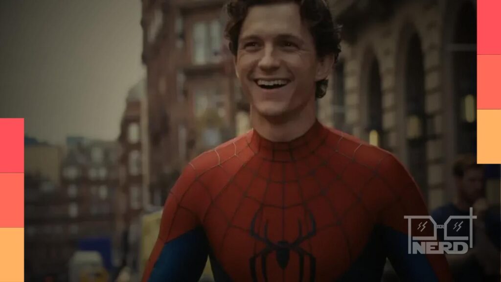 Ilustração de Tom Holland como Homem-Aranha e destaque do valor de mais de US$ 100 milhões