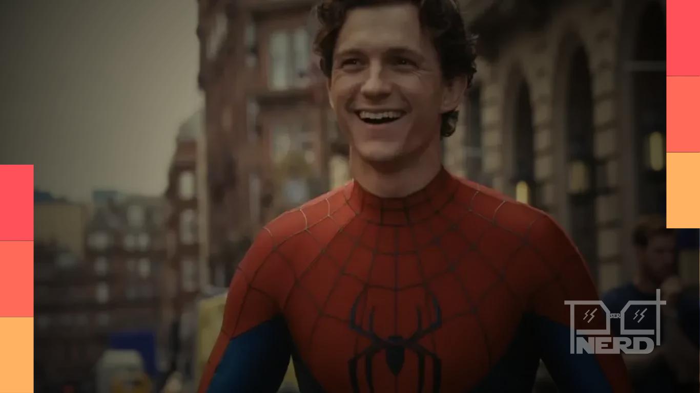 Ilustração de Tom Holland como Homem-Aranha e destaque do valor de mais de US$ 100 milhões