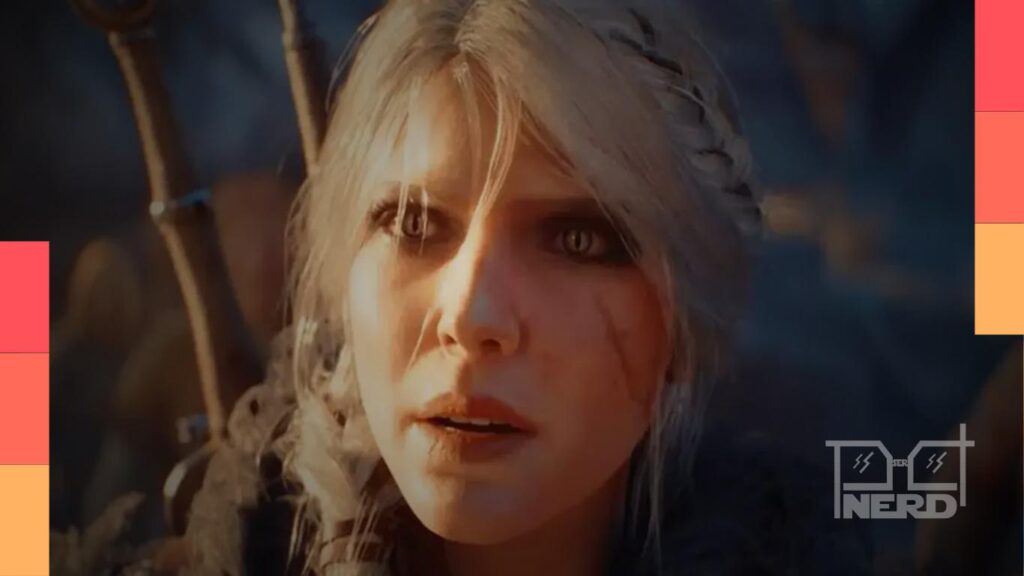 Arte de divulgação do The Witcher 4 com a personagem Ciri e referência ao lançamento em 2028 pela CD Projekt Red