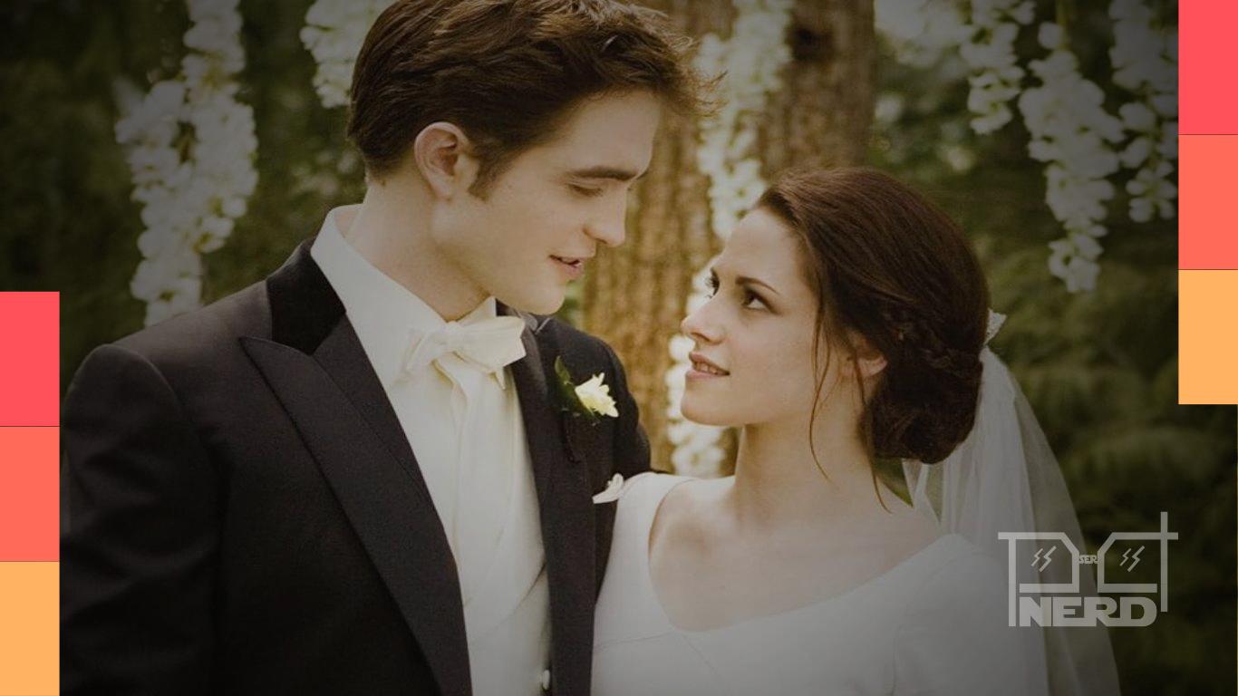 Robert Pattinson e Kristen Stewart em Amanhecer Parte 1, reexibição no cinema