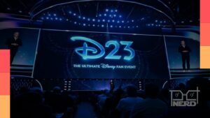 Pessoas em evento da D23 2026 em Anaheim com atrações e painéis de Disney, Marvel, Pixar e Star Wars