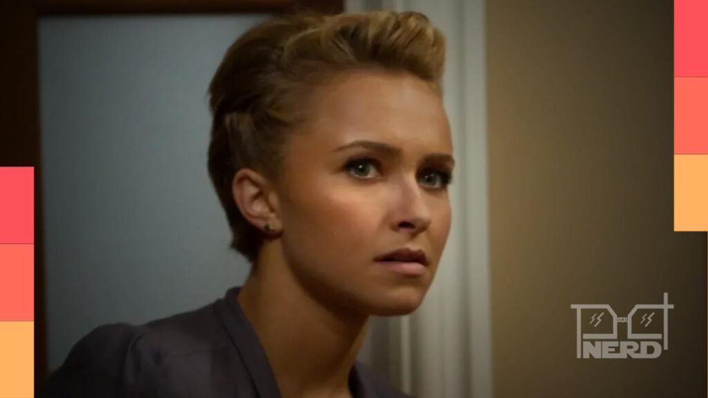 Foto da Hayden Panettiere com destaque para séries Heroes e Nashville e a franquia Pânico