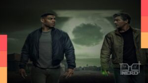 Cena da série Lanternas da HBO Max com o universo do Lanterna Verde e elementos do espaço e investigação
