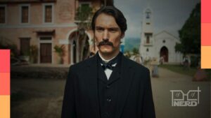 Mulher e cidade de Macondo ao fundo em cena de Cem Anos de Solidão, com alerta de que a Netflix não terá continuidade após a parte final