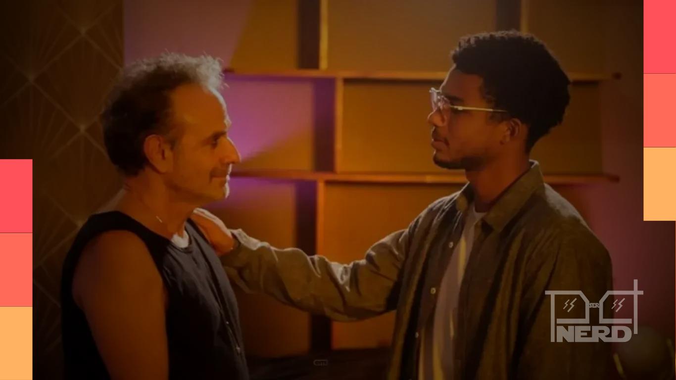 Imagem de divulgação do filme De Pai para Filho no Supercine, com destaque para Juan Paiva e Marco Ricca