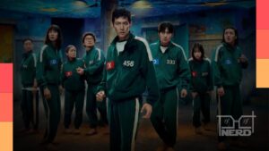 Tela com logo da Netflix e ilustração do relatório “O que Assistimos” e ranking com séries como Squid Game e Stranger Things