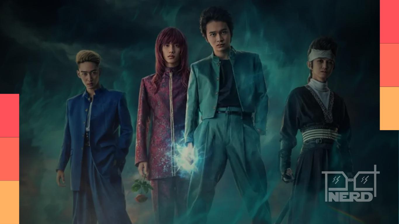Personagem Yusuke Urameshi em destaque no live-action de Yu Yu Hakusho, com a Netflix ao fundo