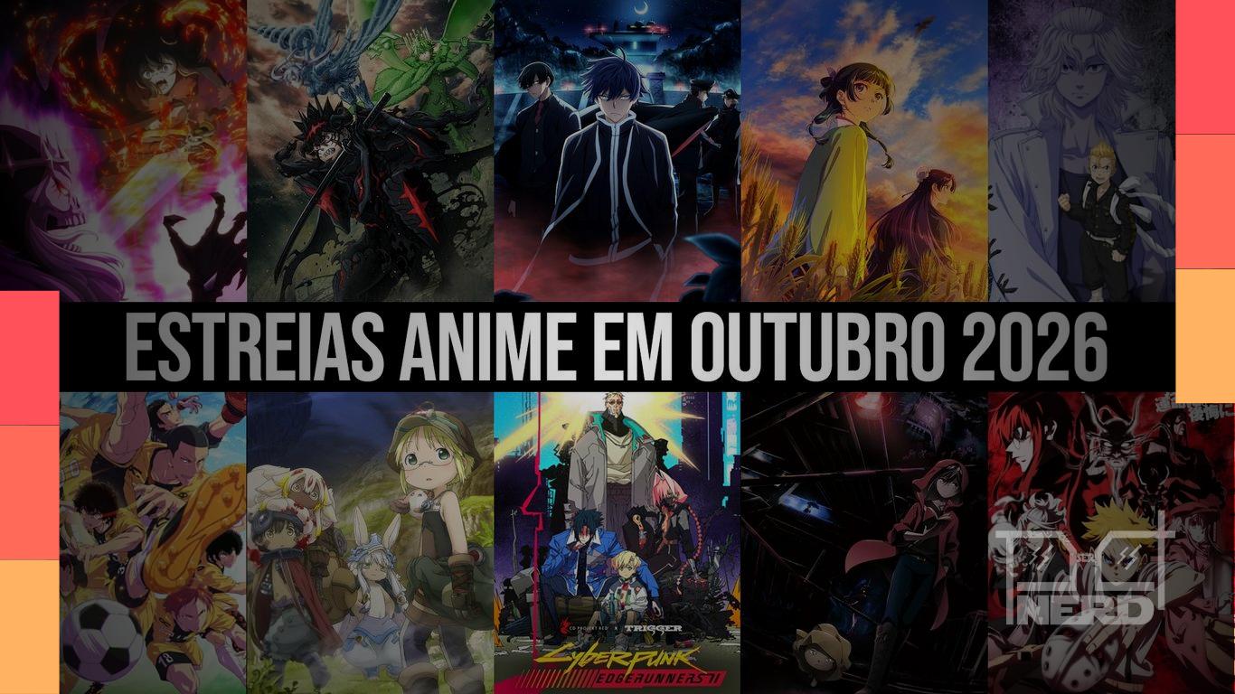 Imagem promocional com personagens de animes que estreiam em outubro de 2026