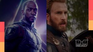 Anthony Mackie e Chris Evans juntos durante a divulgação de Vingadores: Ultimato