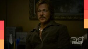 Brad Pitt como Cliff Booth em cena que remete ao primeiro trailer de As Novas Desventuras de Cliff Booth