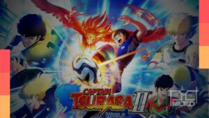 Tsubasa Ozora em ação em Captain Tsubasa 2: World Fighters com jogadas especiais e clima de anime