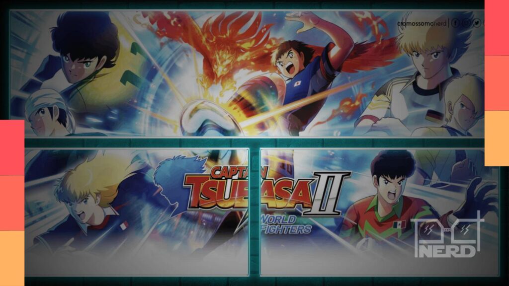 Tela de jogo de Captain Tsubasa 2: World Fighters com destaque para jogada e clima de partida do Mundial Sub-20