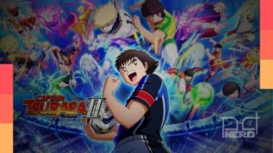 Jogada de futebol de anime em Captain Tsubasa 2: World Fighters, com foco nos sistemas Chain e Super Moves