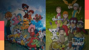 Tai e Agumon em destaque para anunciar Digimon Adventure e Digimon Adventure 02 em 1080p na Crunchyroll