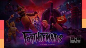 Arte promocional do Fortnitemares 2026 com personagens de franquias que terão colaboração com Fortnite