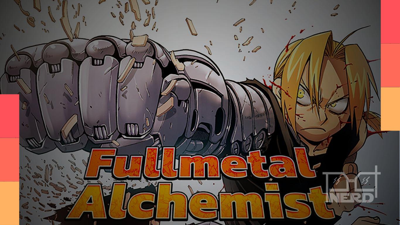 Ilustração temática com a ideia de alquimia e cenas de diferentes séries parecidas com Fullmetal Alchemist
