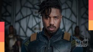 Michael B. Jordan olhando para frente com expressão séria, referência a projetos de anime em desenvolvimento