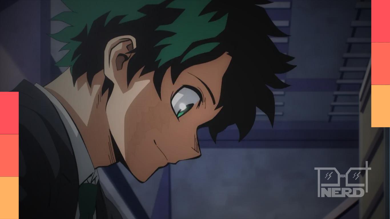 Cena do personagem Deku em My Hero Academia e destaque para o anúncio do novo projeto do 10º aniversário