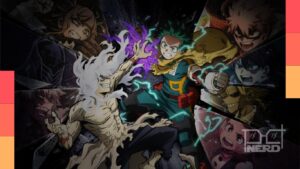 Tela de My Hero Academia: Alls Justice para Nintendo Switch 2 com personagens do arco Guerra Final