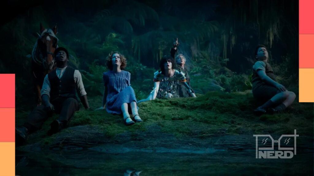 Foto mostra Gregório, Polly e amigos na Floresta Entre os Mundos de Nárnia: O Sobrinho do Mago