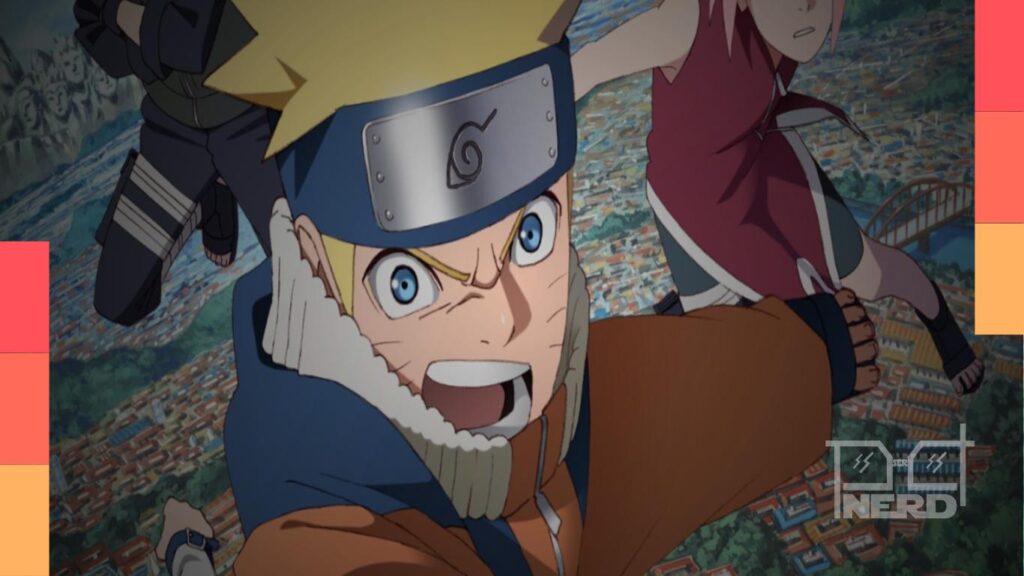 Naruto Uzumaki em imagem promocional sobre o anúncio de um novo anime na New York Comic Con