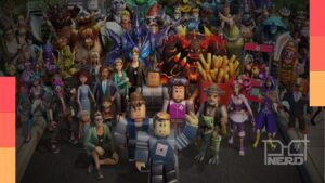 Ilustração do ecossistema Roblox expandindo para consoles, PC e dispositivos mobile