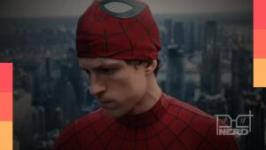 Ilustração do Homem-Aranha em Nova York com destaque para ideias iniciais de vilões citadas pelo roteirista Chris McKenna