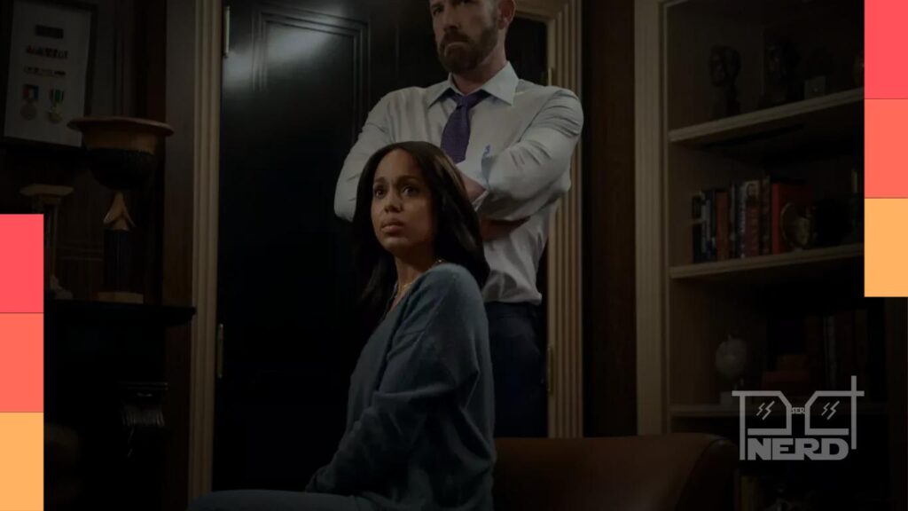 Pôster do filme Sobrevivência, da Netflix, com Ben Affleck e Kerry Washington em destaque, em clima de suspense.