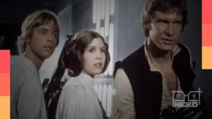 Cartaz/arte de Star Wars: Episódio IV - Uma Nova Esperança com destaque para retorno aos cinemas em 2027 em IMAX e IMAX 70MM