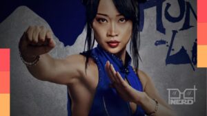 Callina Liang caracterizada como Chun-Li em foto do set do live-action de Street Fighter