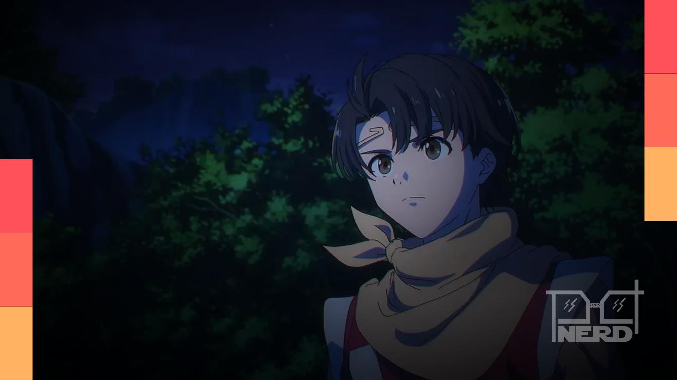 Imagem promocional de Suikoden: The Anime com menção ao terceiro trailer e data de estreia em 3 de outubro