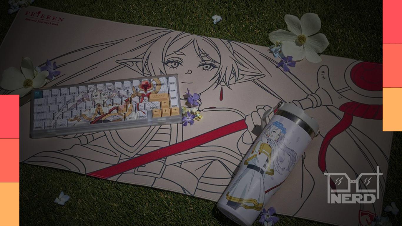 Coleção limitada Team Liquid x Frieren com camisetas, moletons, keycaps, mousepads e tumblers