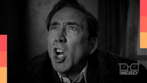 Nicolas Cage em destaque com a marca Spider-Noir e menção ao cancelamento da série da Prime Video