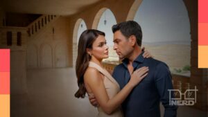 Cena de Longe Demais com foco em Alya e tensão familiar em Mardin, destacando a ideia de que a série tem origem libanesa.