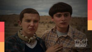 Millie Bobby Brown e Noah Schnapp em uma cena de Stranger Things, referência ao universo da série que inspirou a animação Histórias de 85