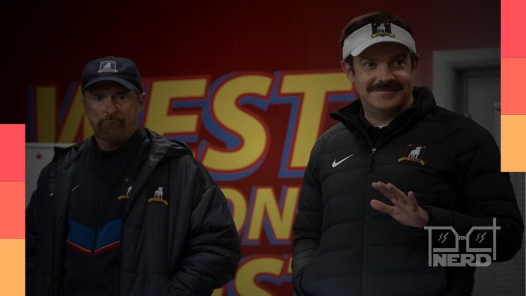 Brendan Hunt e Jason Sudeikis em Ted Lasso