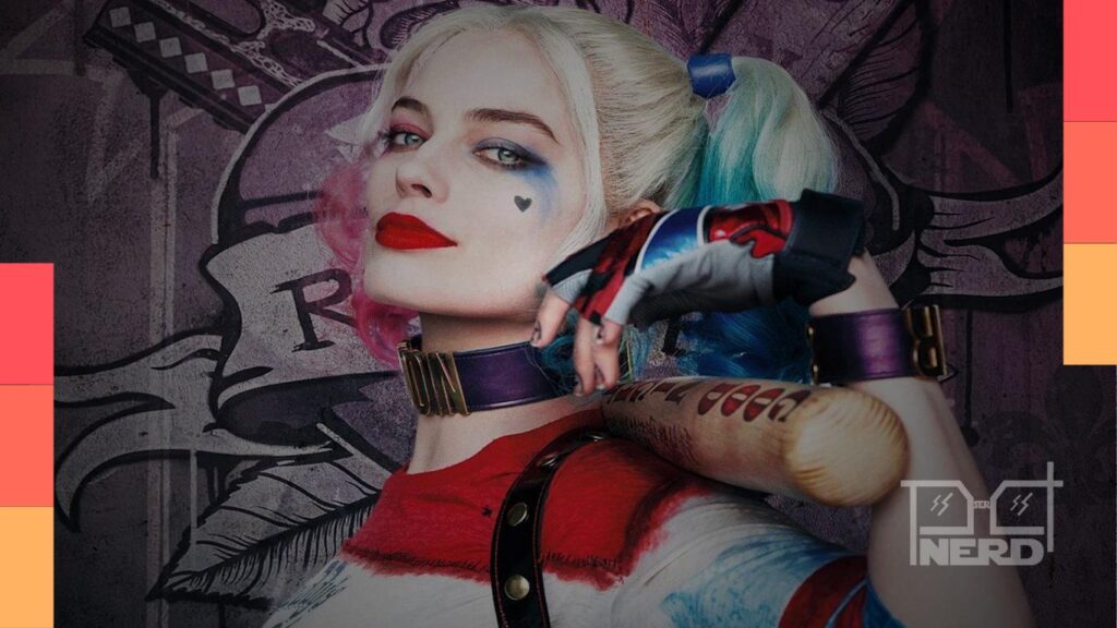 Margot Robbie caracterizada como Arlequina em produção da DC