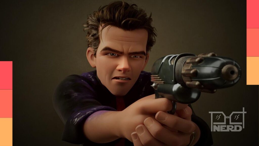 Imagem promocional de Ray Gunn, animação de ficção científica e noir dirigida por Brad Bird para a Netflix