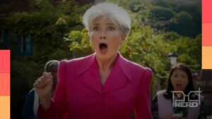 Mary Poppins com guarda-chuva em ilustração sobre a nova série live-action