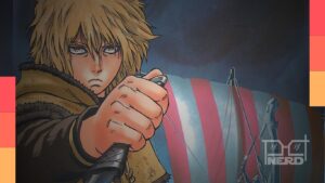 Fãs aguardando notícias da Vinland Saga 3 com Thorfinn em destaque e clima de espera