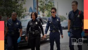 Cena da 10ª temporada de 9-1-1 com Los Angeles ameaçada por uma erupção vulcânica.